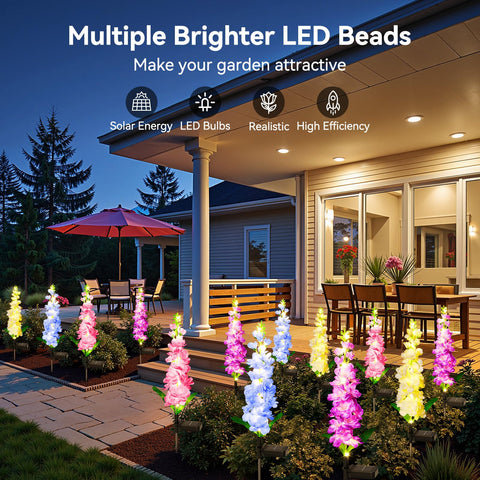 KOOPER delphinium pink solar light adds colorful patio accents
