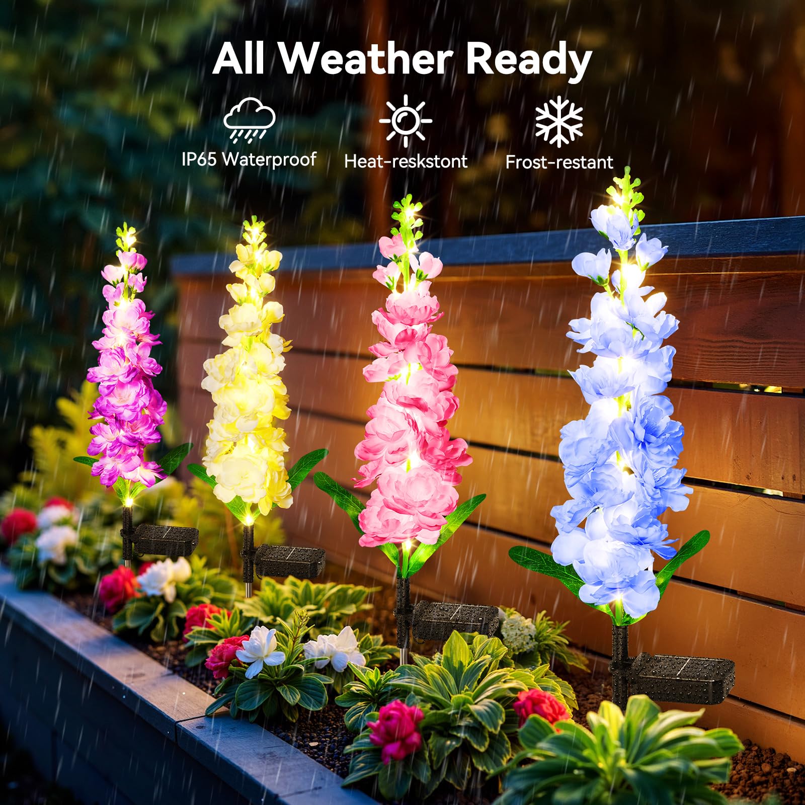KOOPER delphinium purple solar light enhances yard decor with warm illumination