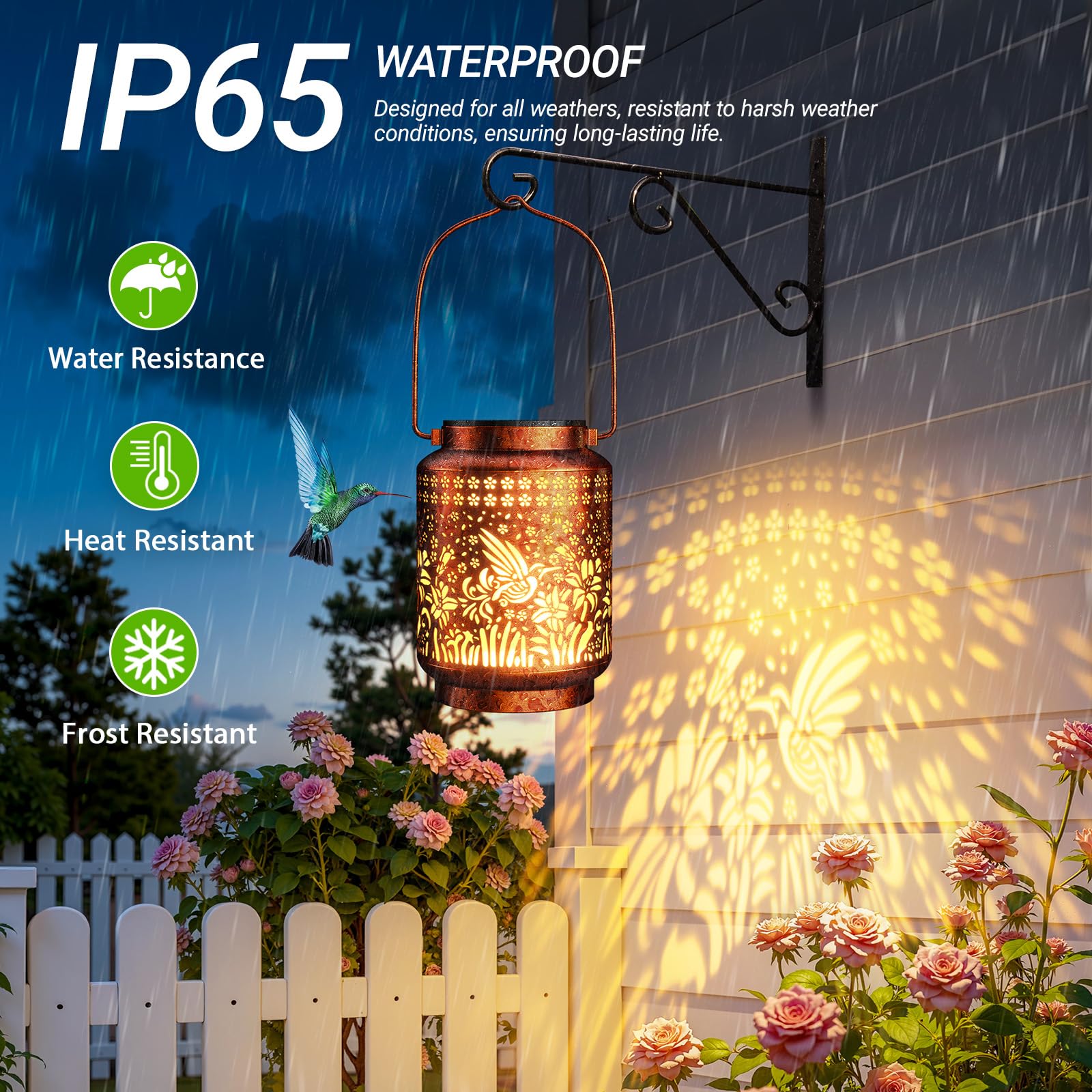KOOPER solar panel lantern captures more energy for longer nights outdoors.