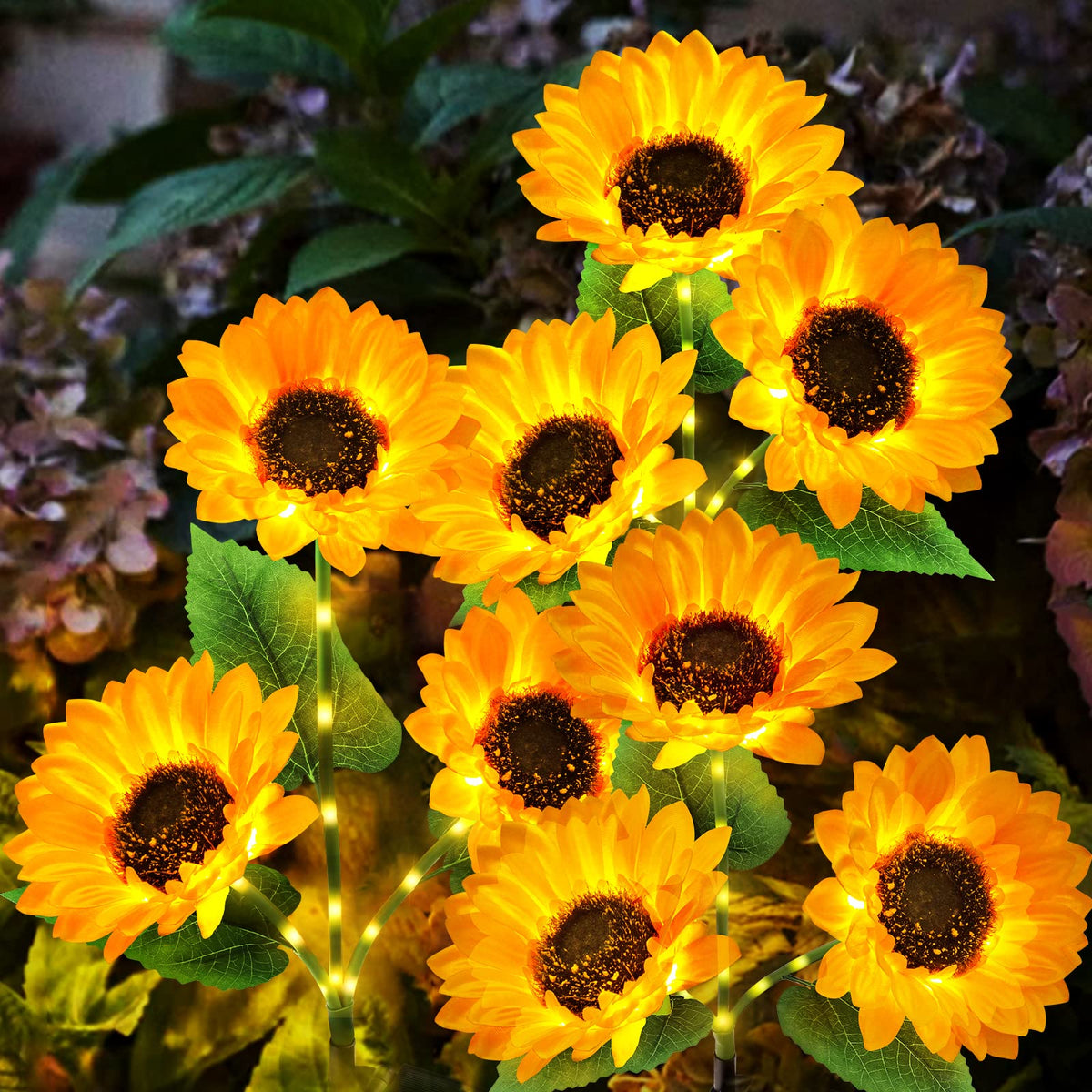 KOOPER solar sunflower lights 3-pack illuminate gardens with warm, decorative glow.