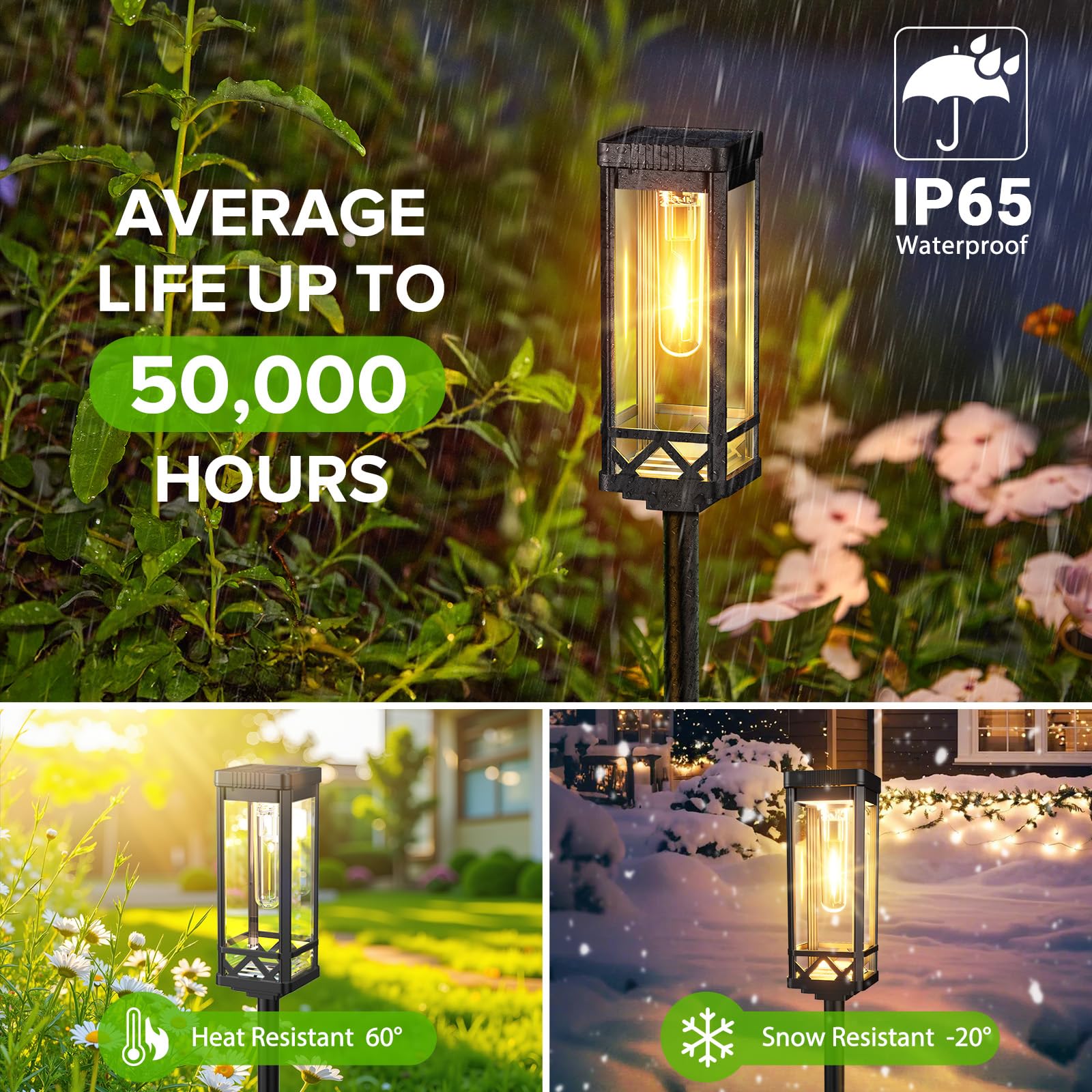 KOOPER solar lights use LED filament bulbs for nostalgic charm and bright yet soft illumination.