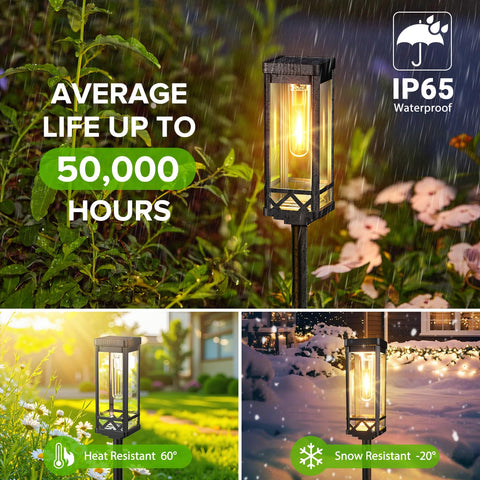 KOOPER solar lights use LED filament bulbs for nostalgic charm and bright yet soft illumination.