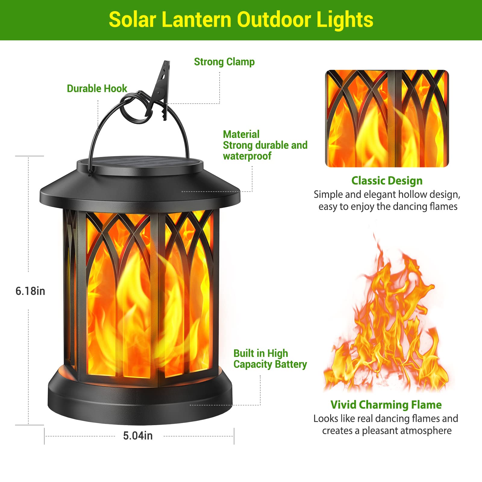 KOOPER upgraded solar panel lanterns deliver longer charge for evenings.