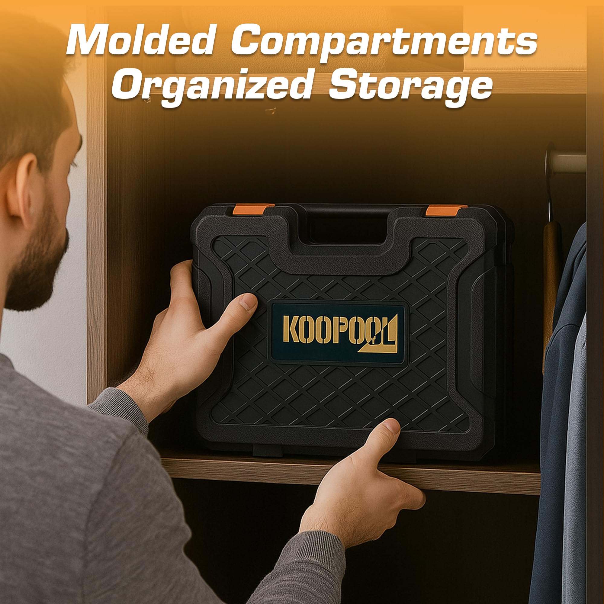 KOOPOOL compact storage case fits in car trunk or closet.