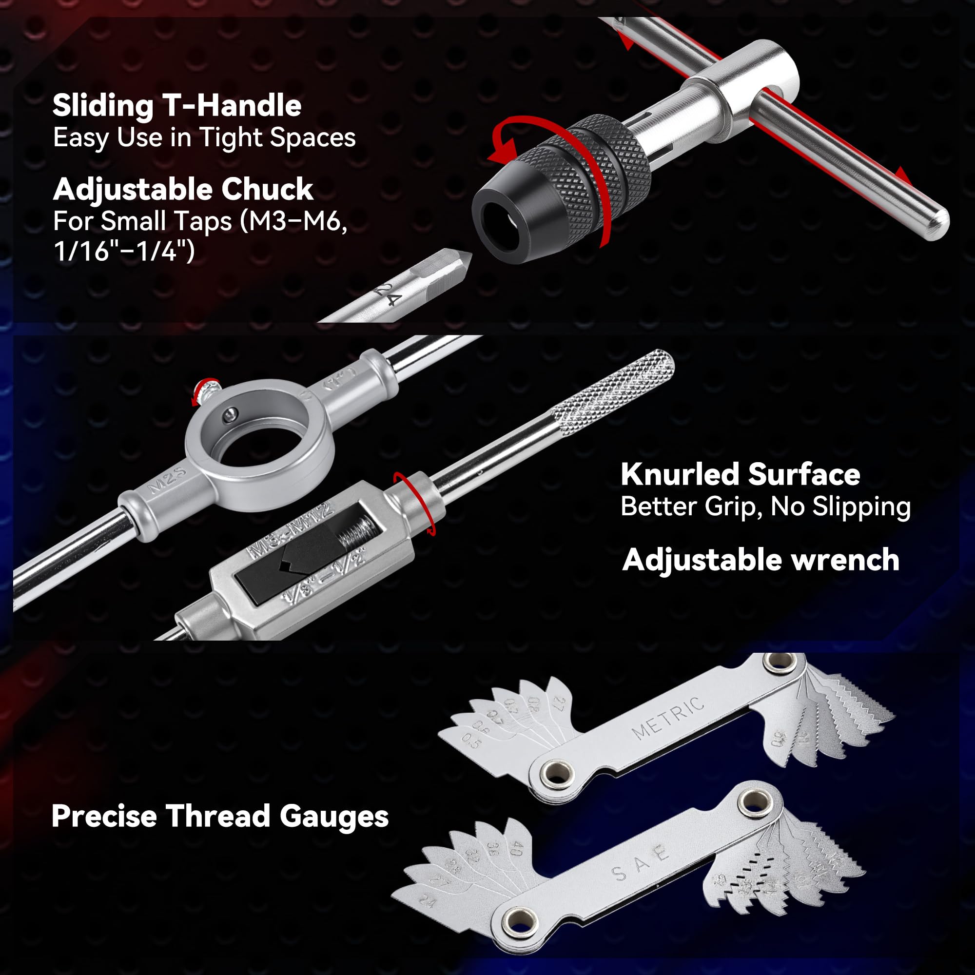 KOOPOOL 68 taps and dies with two adjustable wrenches for versatility