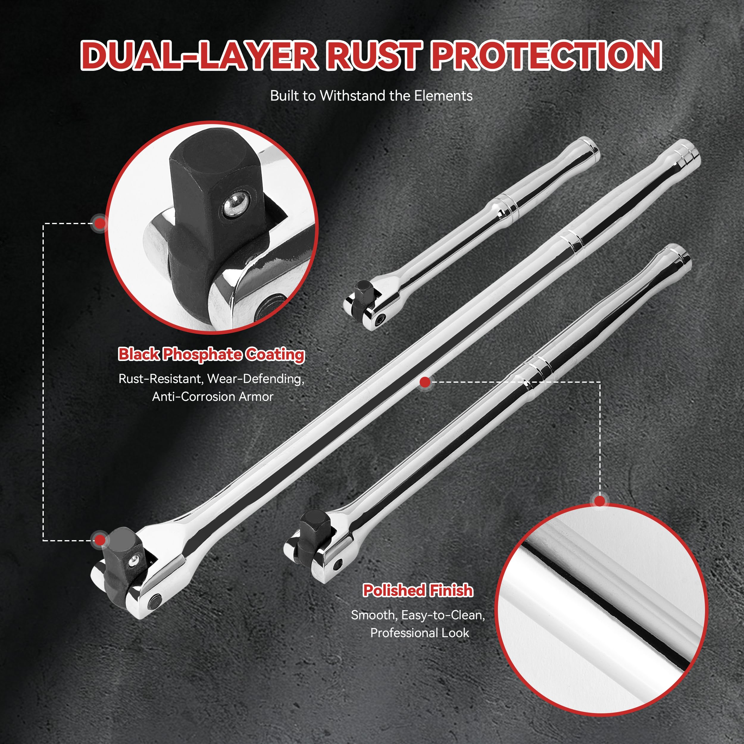 KOOPOOL extension bar 1/2-inch, 5-inch length extends torque in deep compartments.