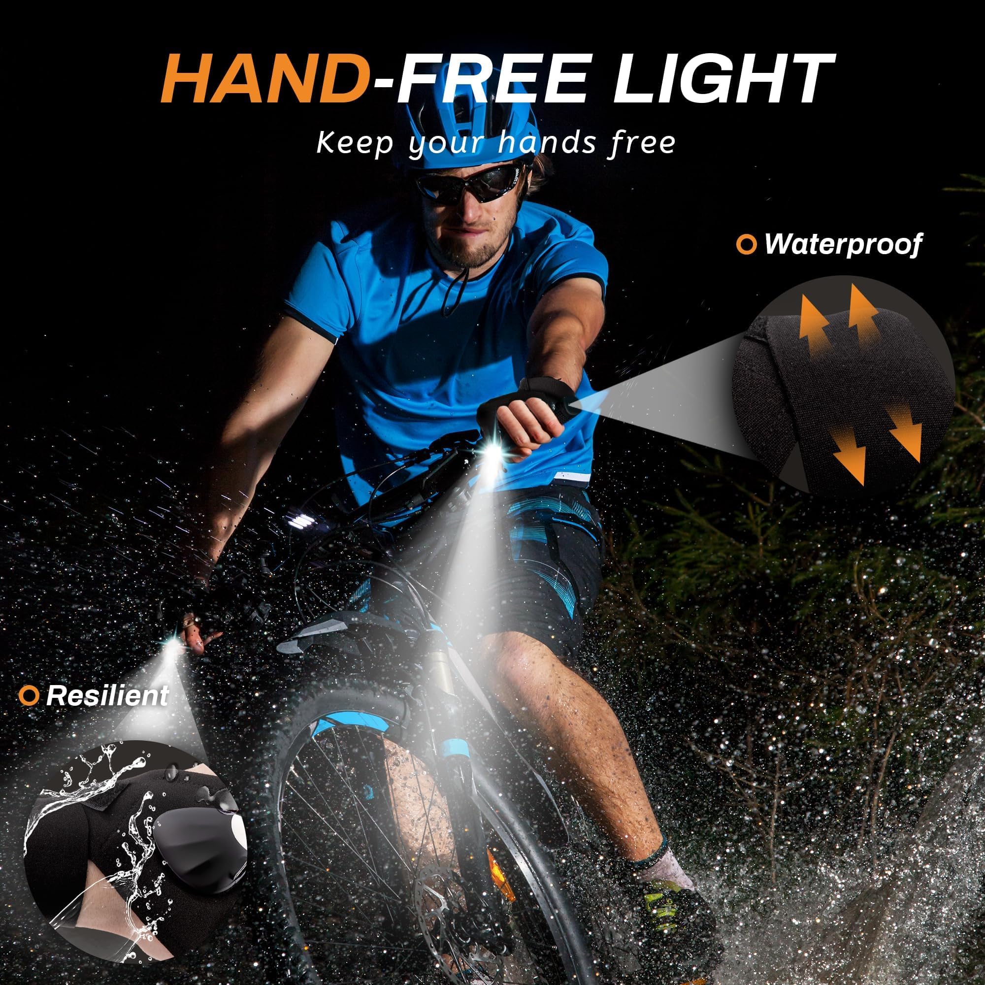 KOOPOOL LED Gloves in camping scene for hands-free light.