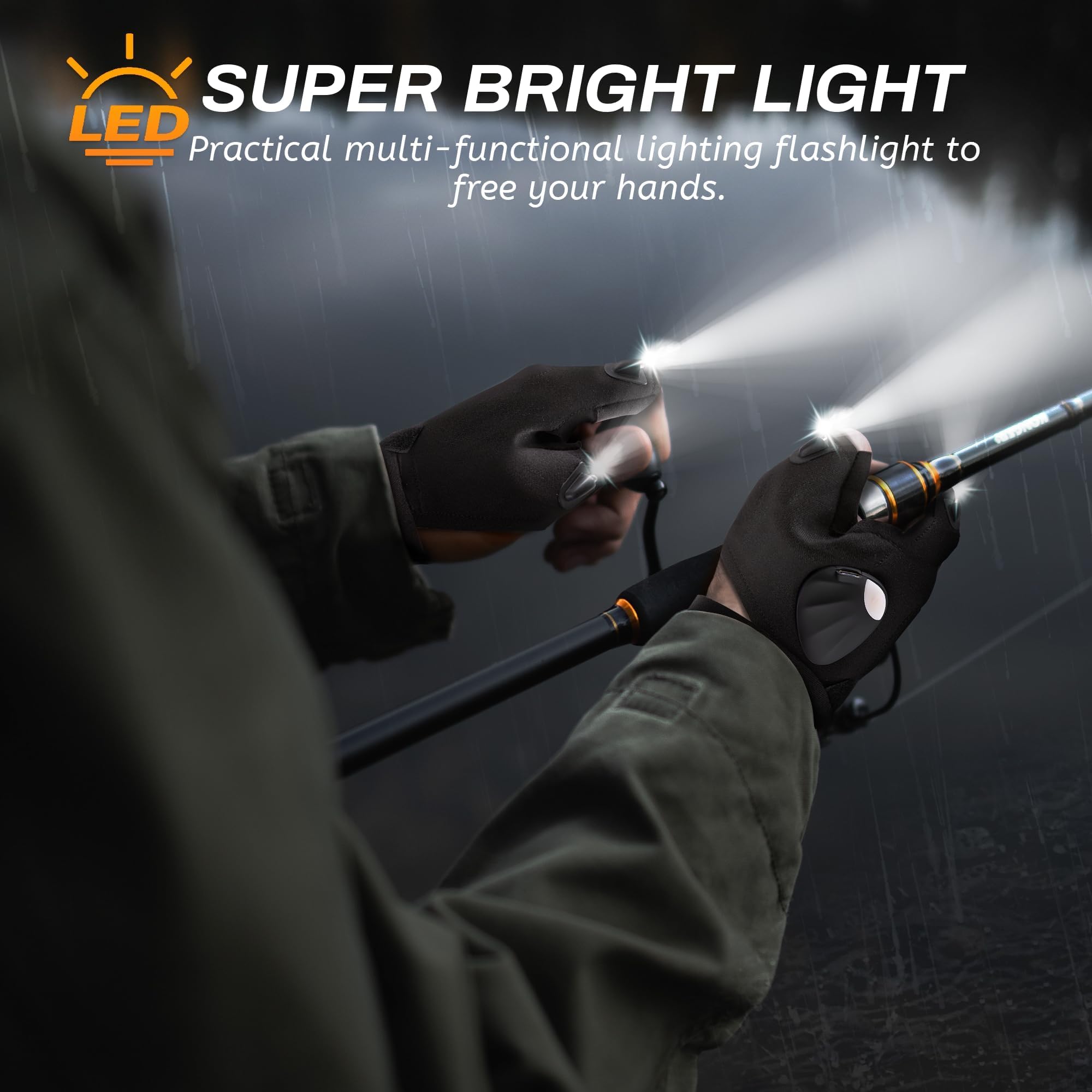 KOOPOOL LED Gloves during night run for safer visibility.