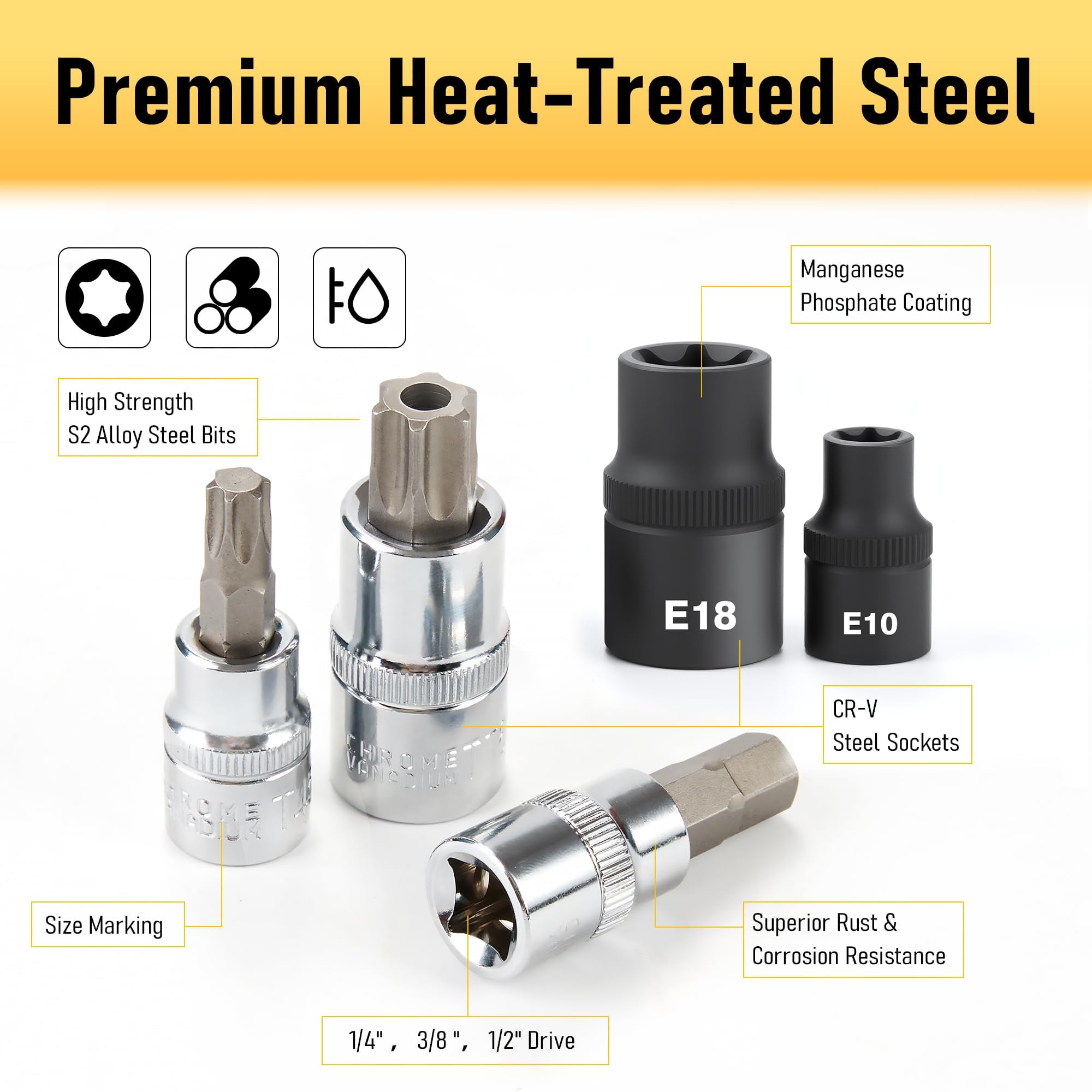 KOOPOOL SAE and Metric hex bits for versatile sizing