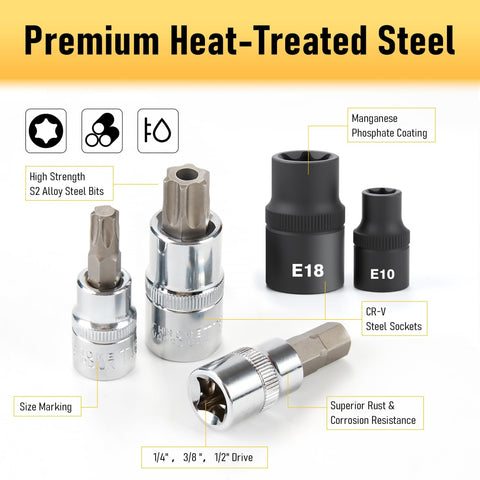 KOOPOOL SAE and Metric hex bits for versatile sizing