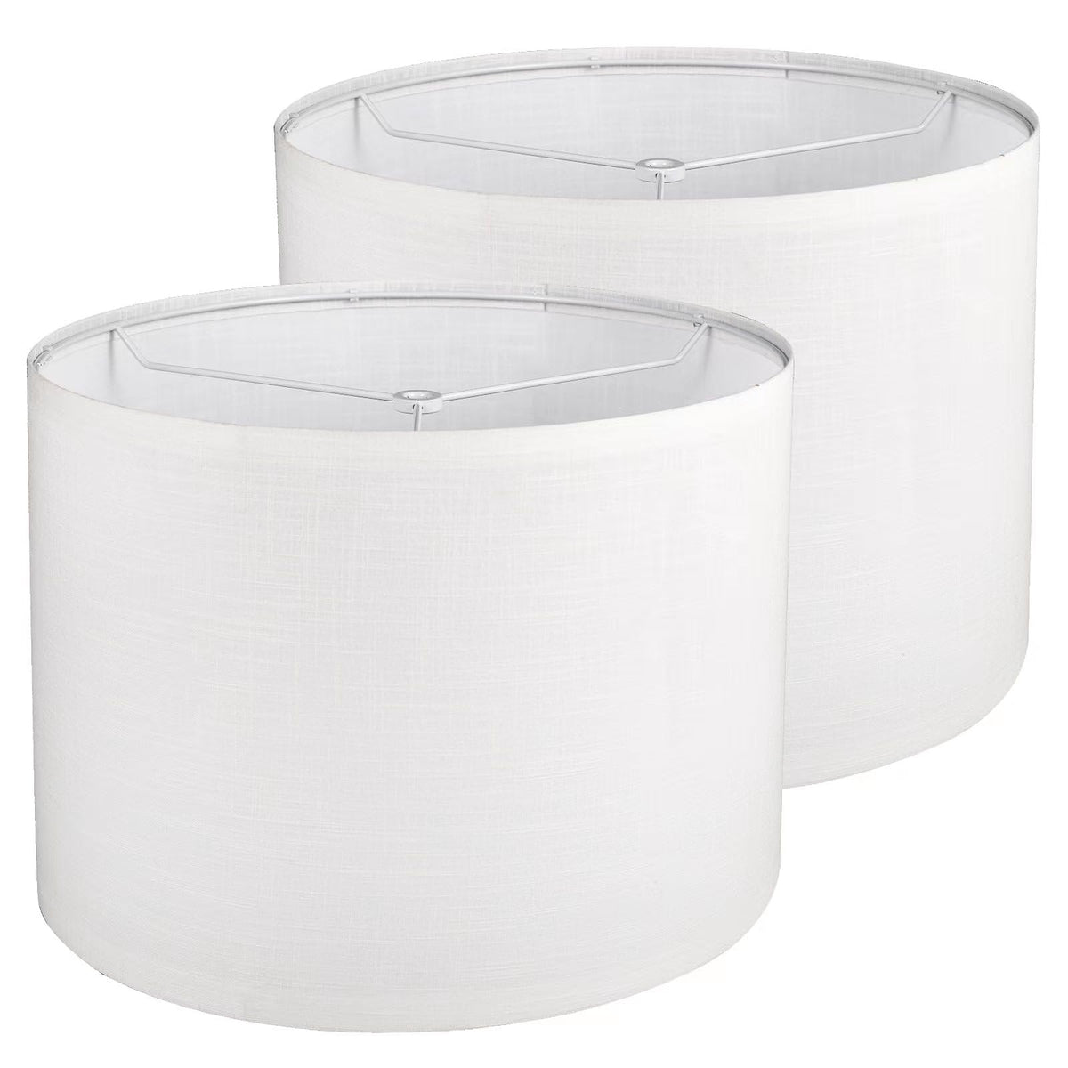 Koorle drum lamp shades set 2 in white linen for table or floor lamps