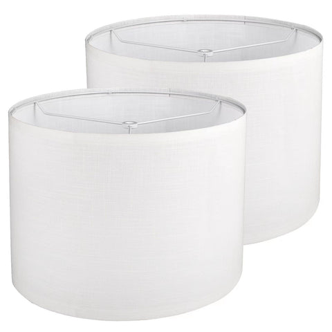 Koorle drum lamp shades set 2 in white linen for table or floor lamps