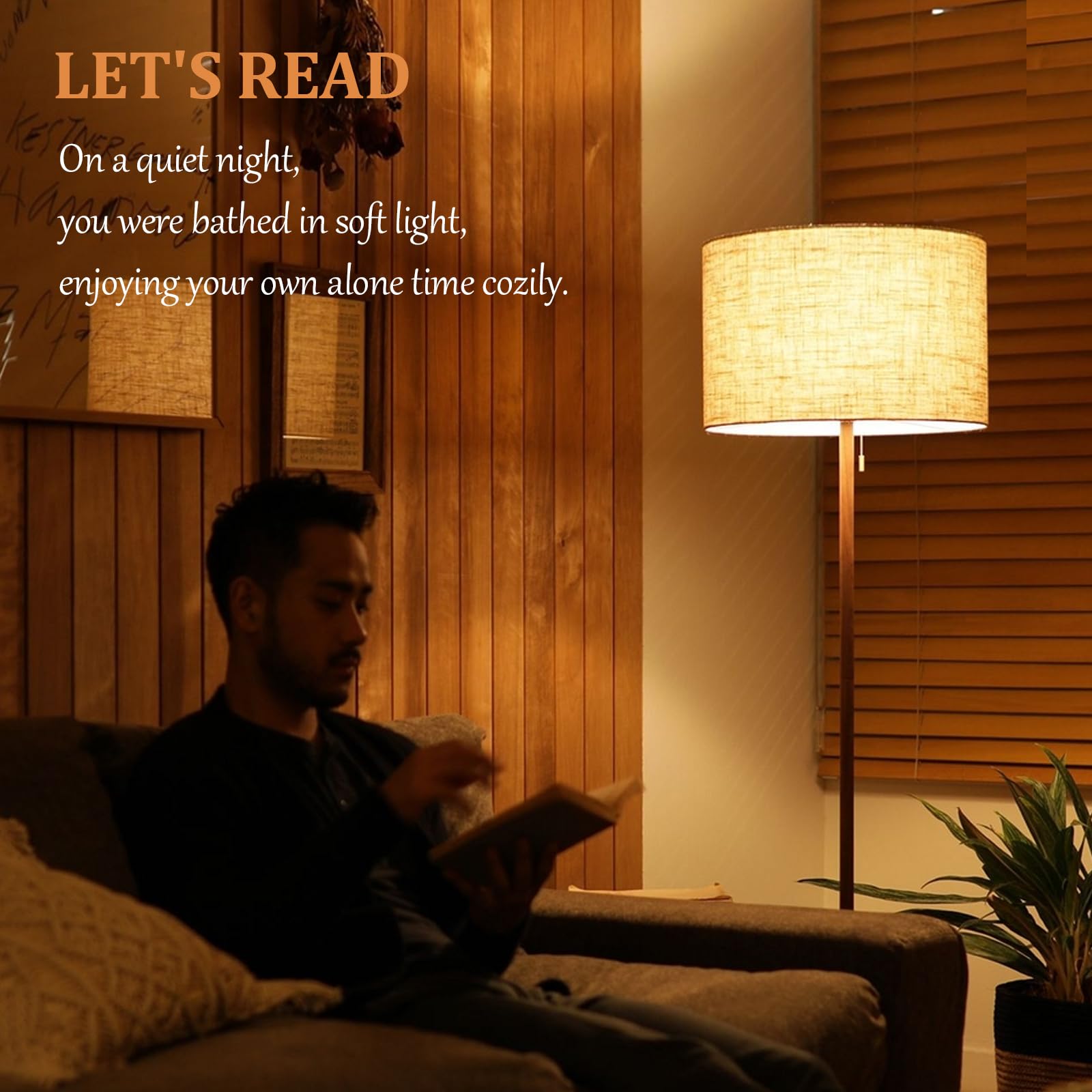 Koorle floor lamp shade in beige, soft illumination for evenings.