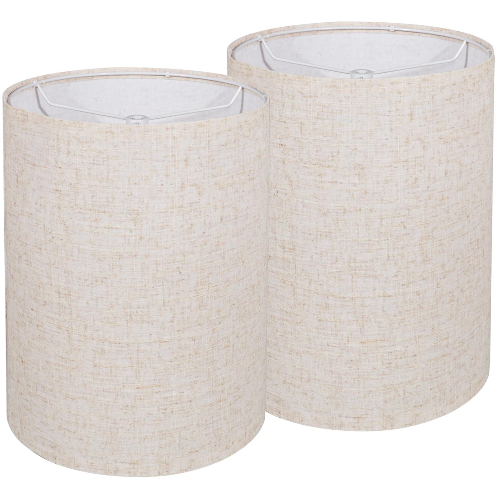 Koorle beige drum lampshades set of 2 with fabric texture for warm, diffused light.