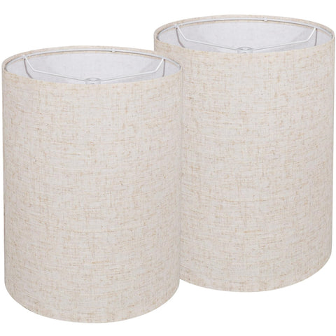Koorle beige drum lampshades set of 2 with fabric texture for warm, diffused light.