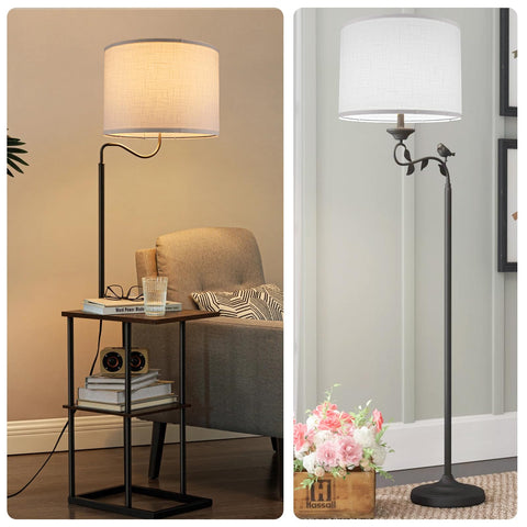 Koorle white fabric lampshade close-up shows durable weave and sturdy frame.