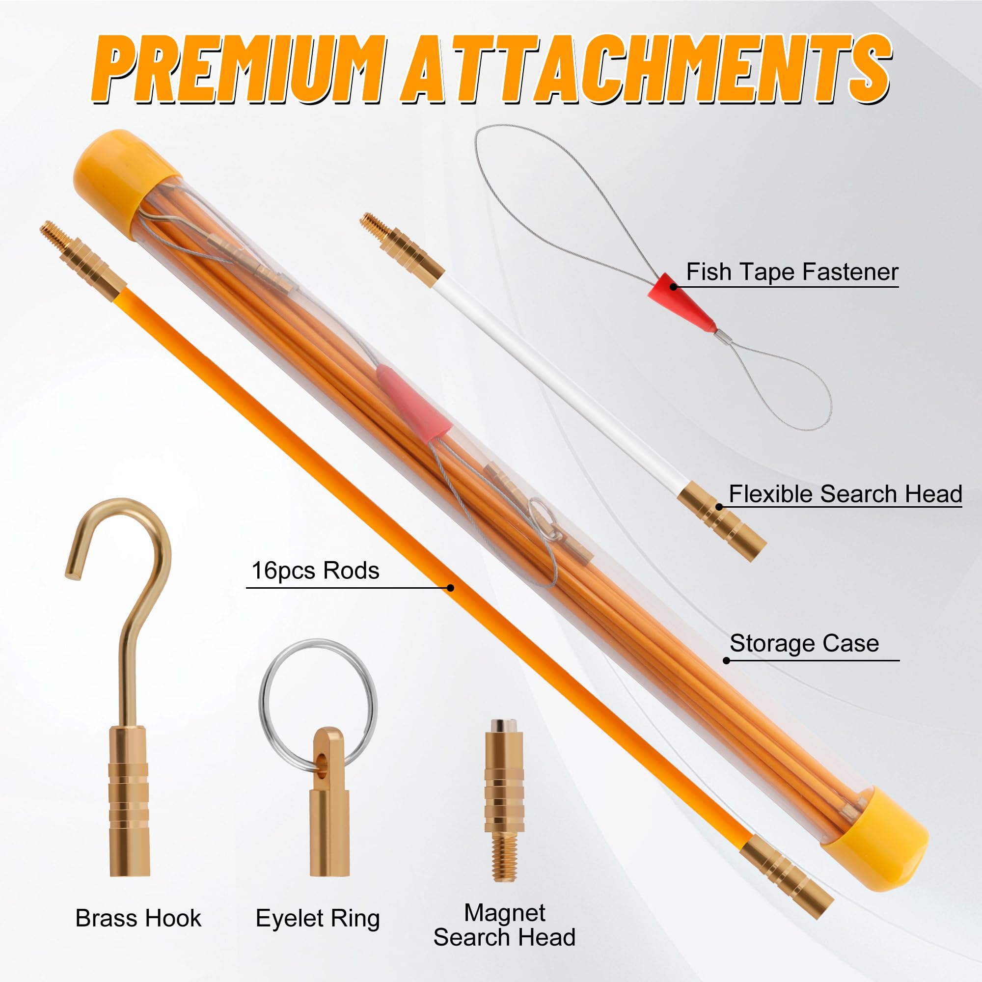 KOOTANS fiberglass rods in bright yellow for visibility