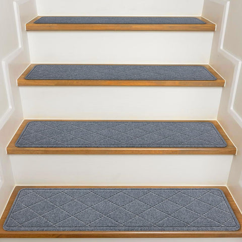 KOOTETA stair treads on a non-slip surface provide secure footing on wooden stairs.