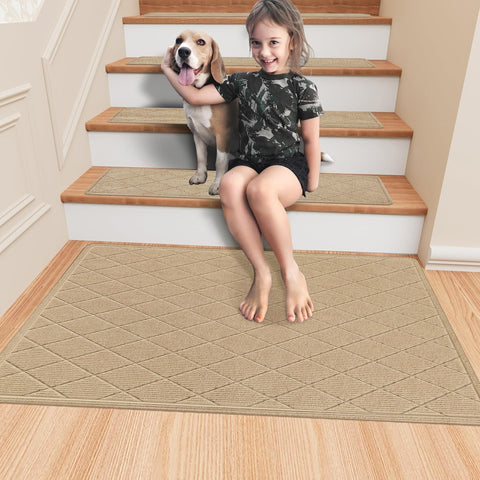 KOOTETA cleaning-friendly stair treads easy to vacuum, broom, or machine wash