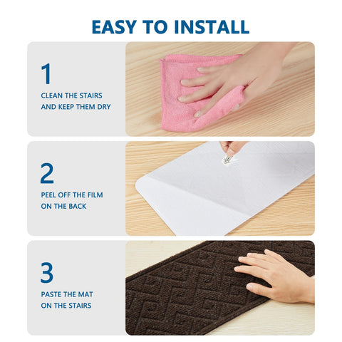 KOOTETA stair treads install in minutes without glue.