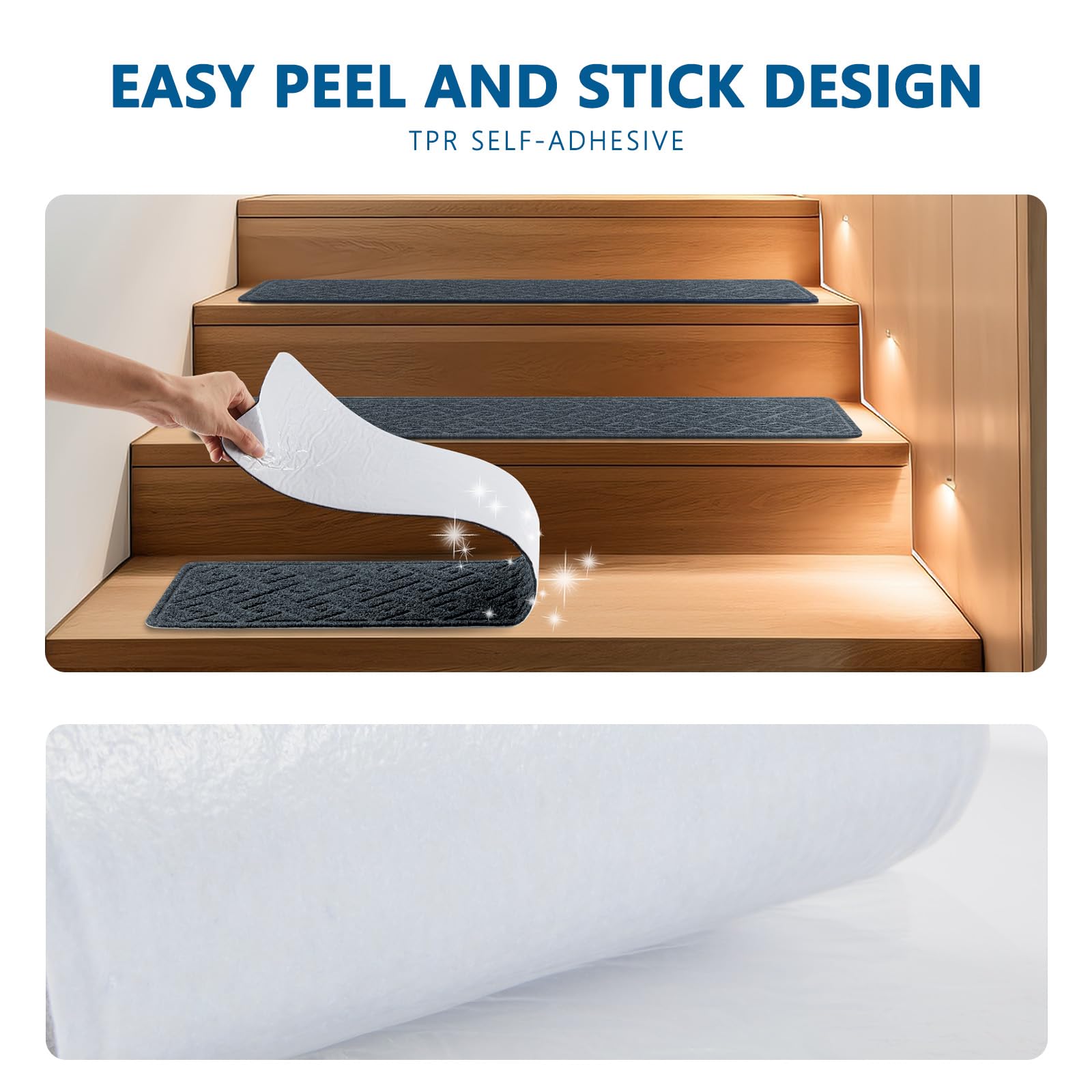 Care of KOOTETA stair treads: vacuuming and machine washing