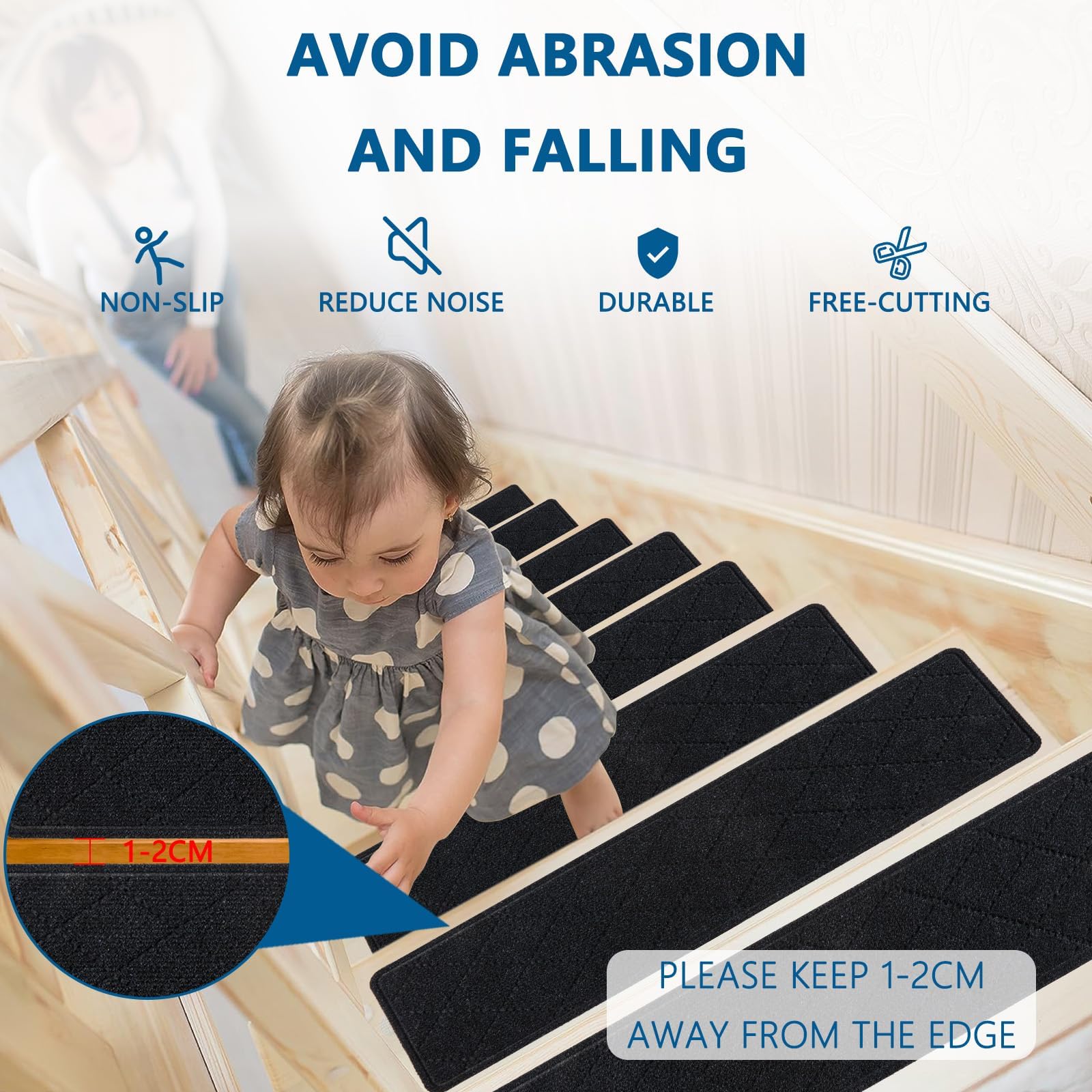 Kooteta stair treads noise reduction on wooden stairs for a quieter home