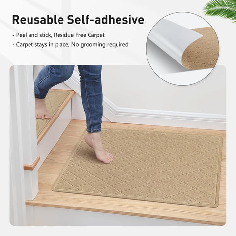KOOTETA anti-slip treads stay in place on wooden stairs
