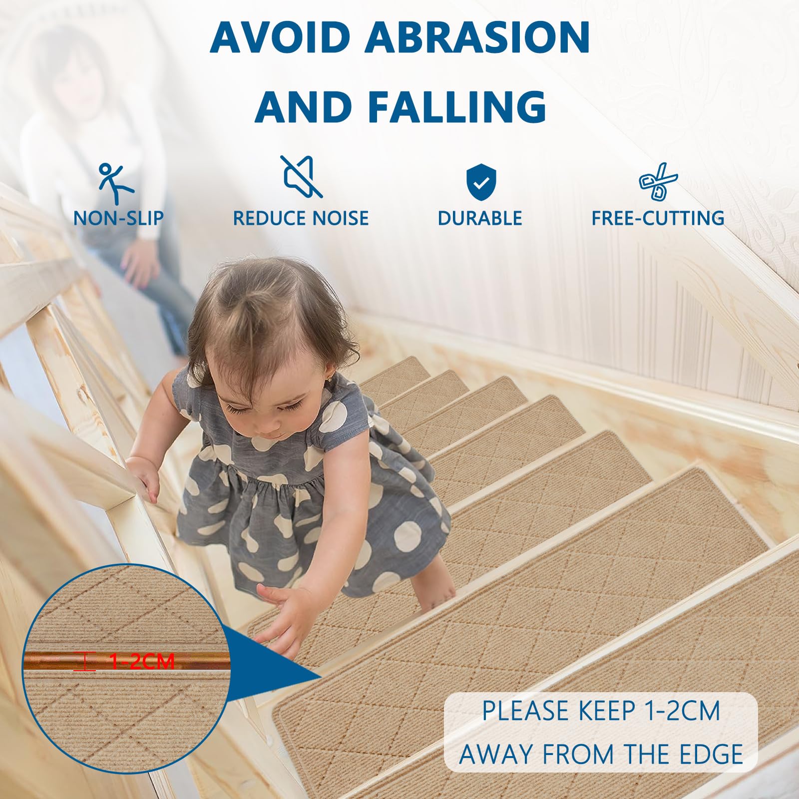 KOOTETA stair treads washable feature for quick cleaning after spills.