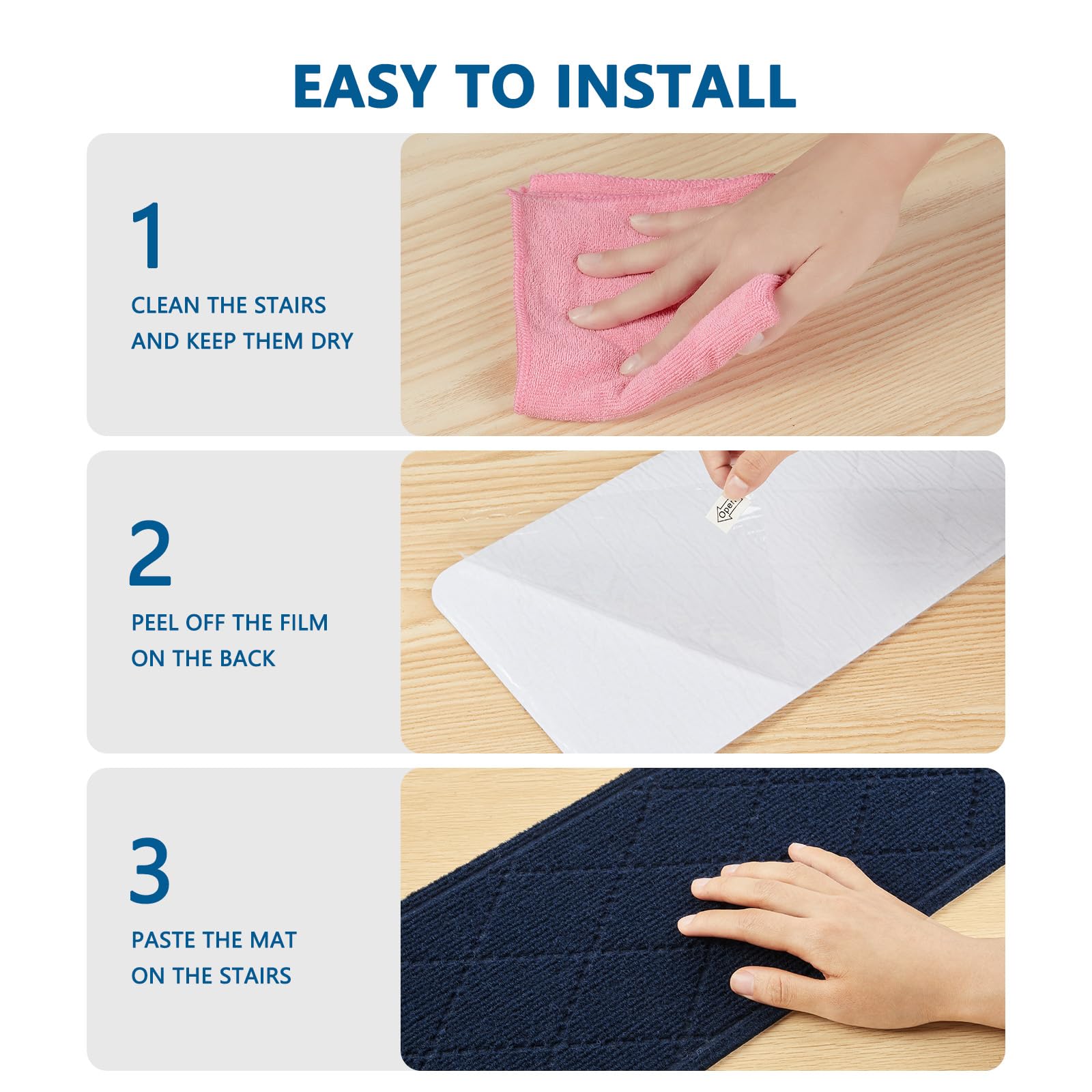 Machine washable KOOTETA stair treads for easy care
