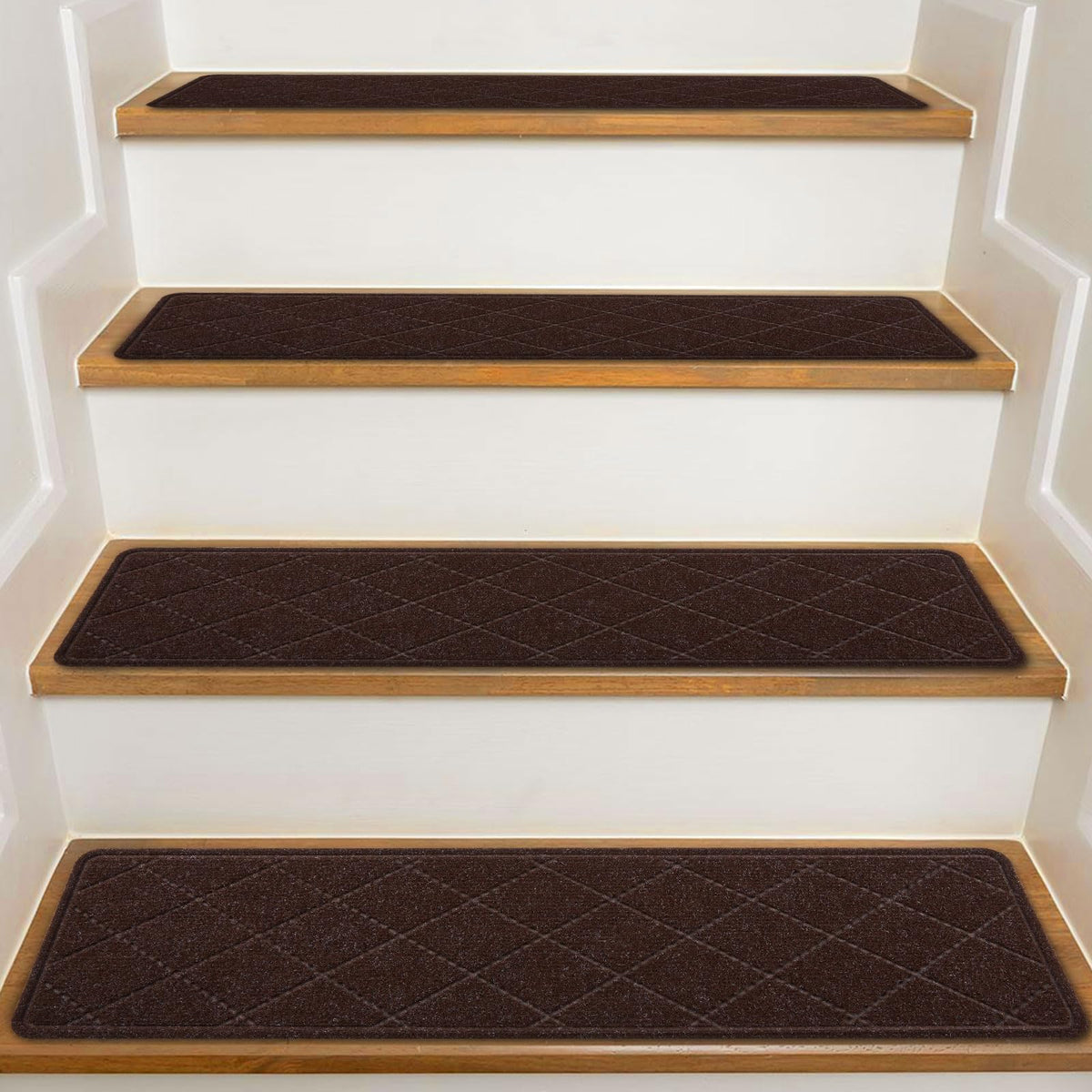 KOOTETA stair treads on wooden stairs provide safer footing for kids and elders