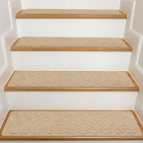 KOOTETA stair treads on wooden steps, 8x30 inches, 15-pack for safer climbs.