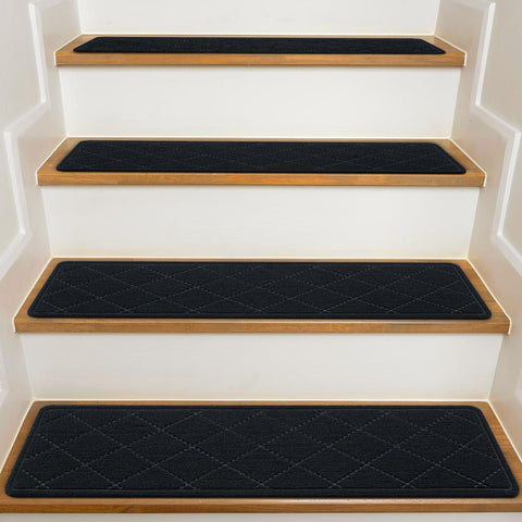 KOOTETA stair treads on wooden steps provide secure footing for kids and pets.