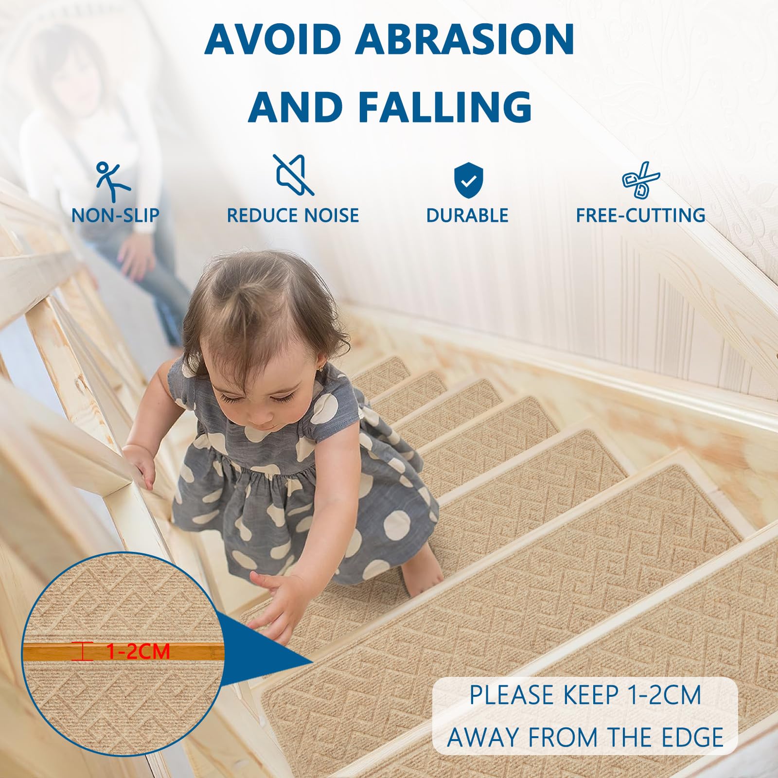 KOOTETA washable stair treads are easy to clean and reuse.