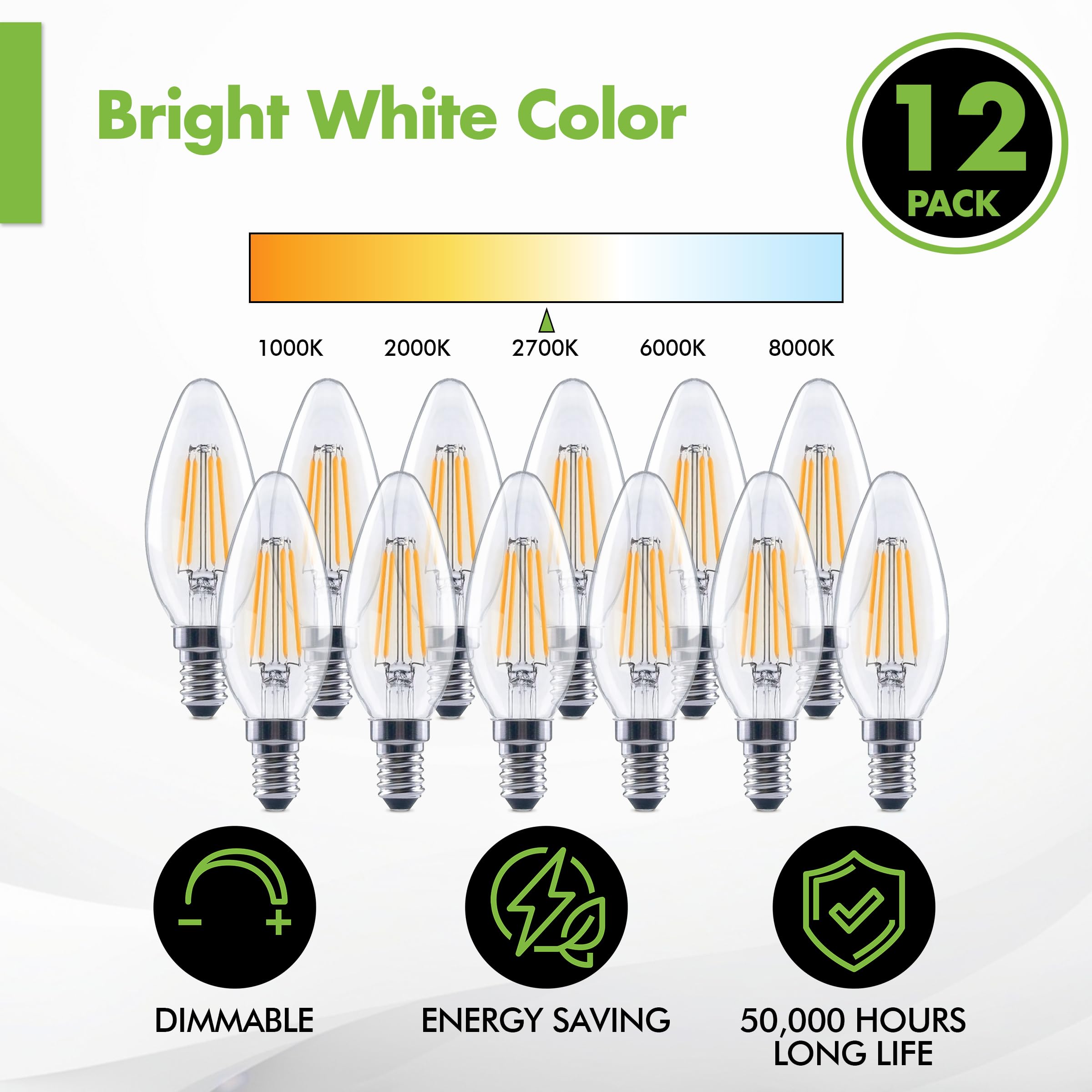 KOR candelabra base bulb easy installation in fixtures