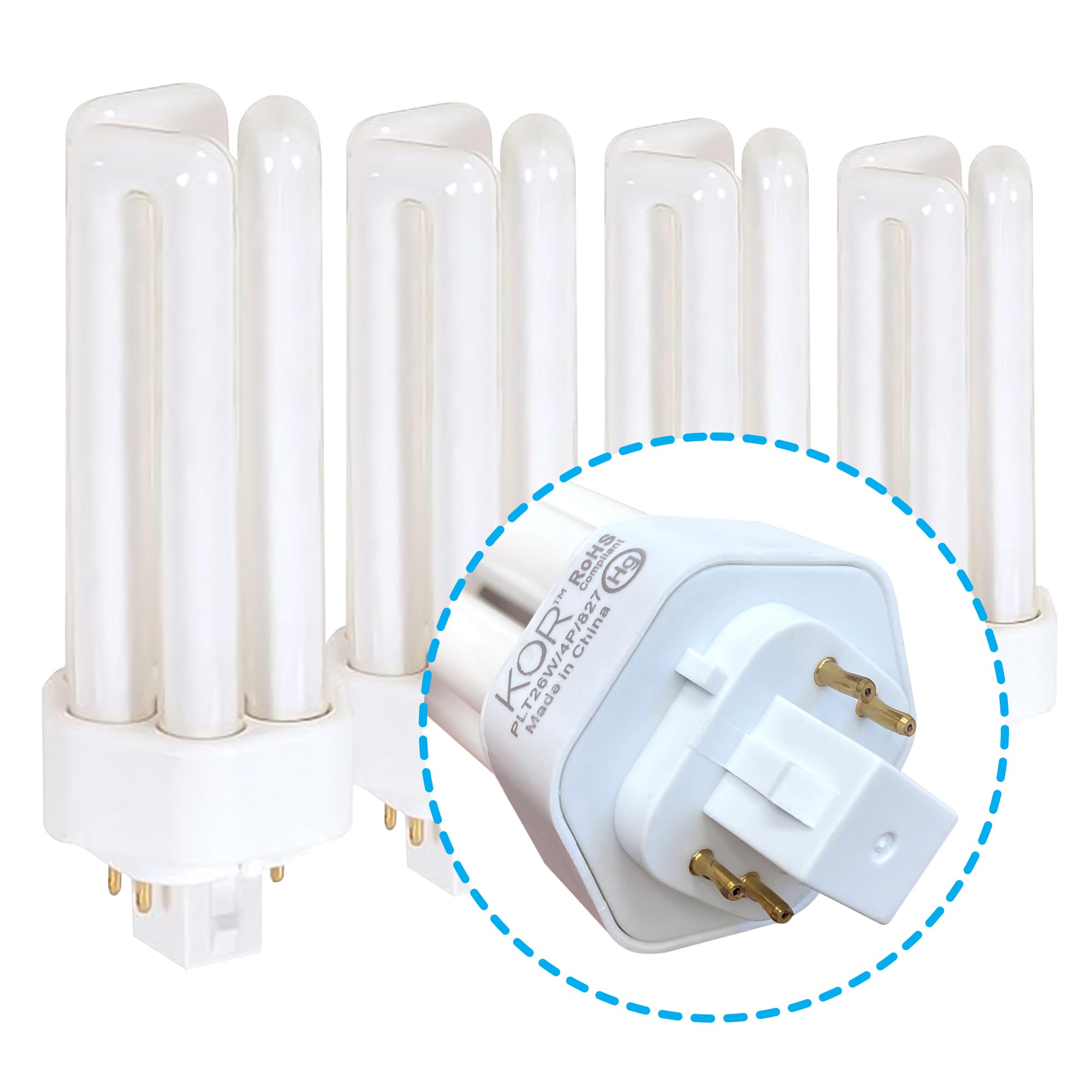 KOR 26W GX24Q-3 bulb front view demonstrates precise fit for compatible fixtures