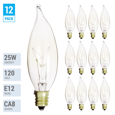 KOR clear E12 base chandelier bulb enhances ceiling fixtures with crystal-clear light.