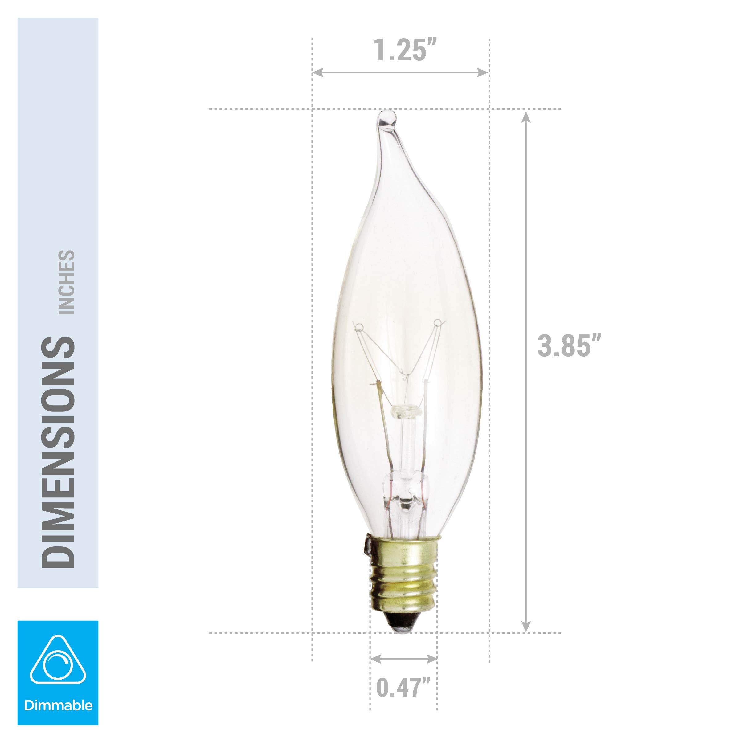 KOR dimmable 120V chandelier bulb suitable for dimmer-controlled ambiance.