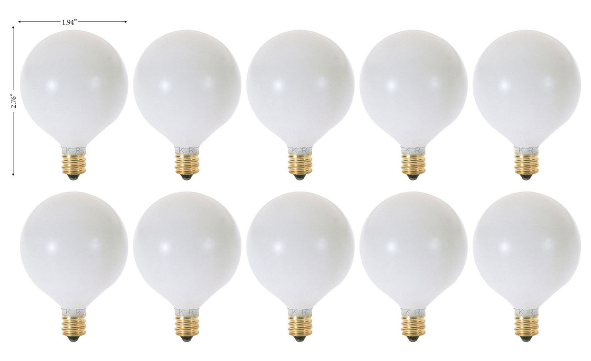 KOR G16.5 white globe bulb ideal for chandeliers, dimmable for ambiance.