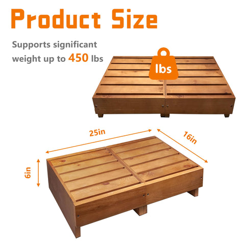 Koretech wooden step stool side view highlights solid construction for daily use.