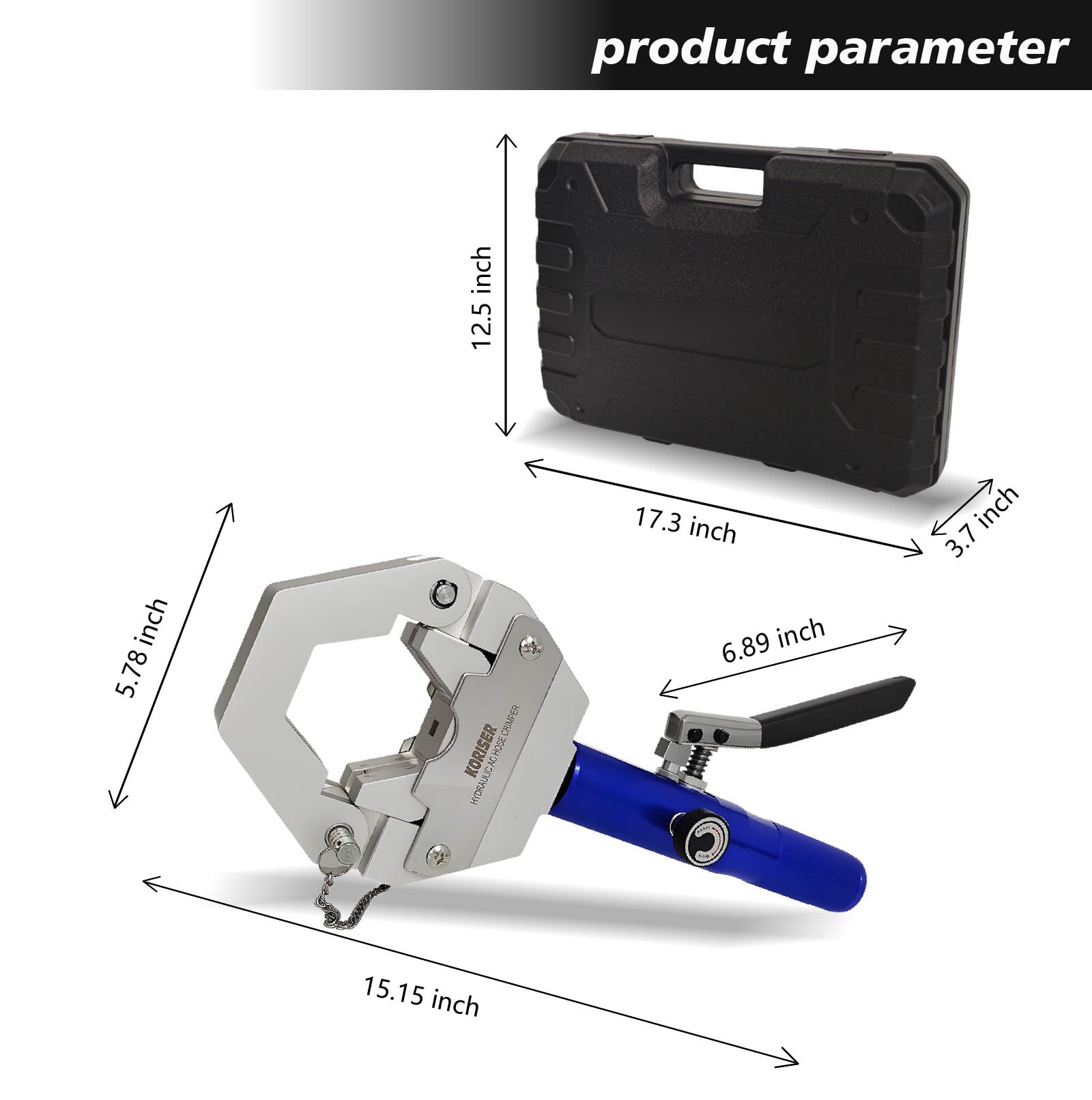 KORISER Hydra-Krimp handheld tool during hose crimping operation