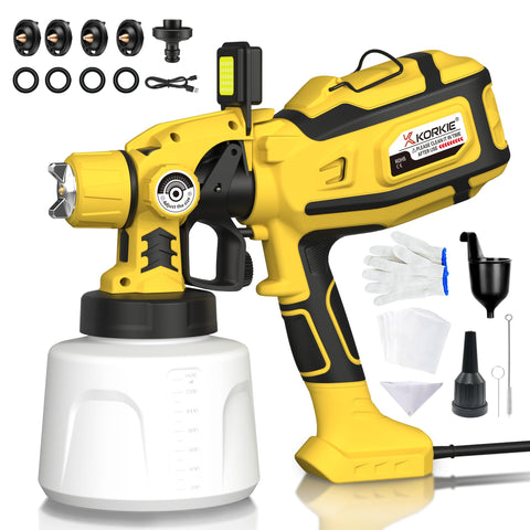 KORKIE paint sprayer with 1250W motor provides powerful, smooth coverage for walls and fences.