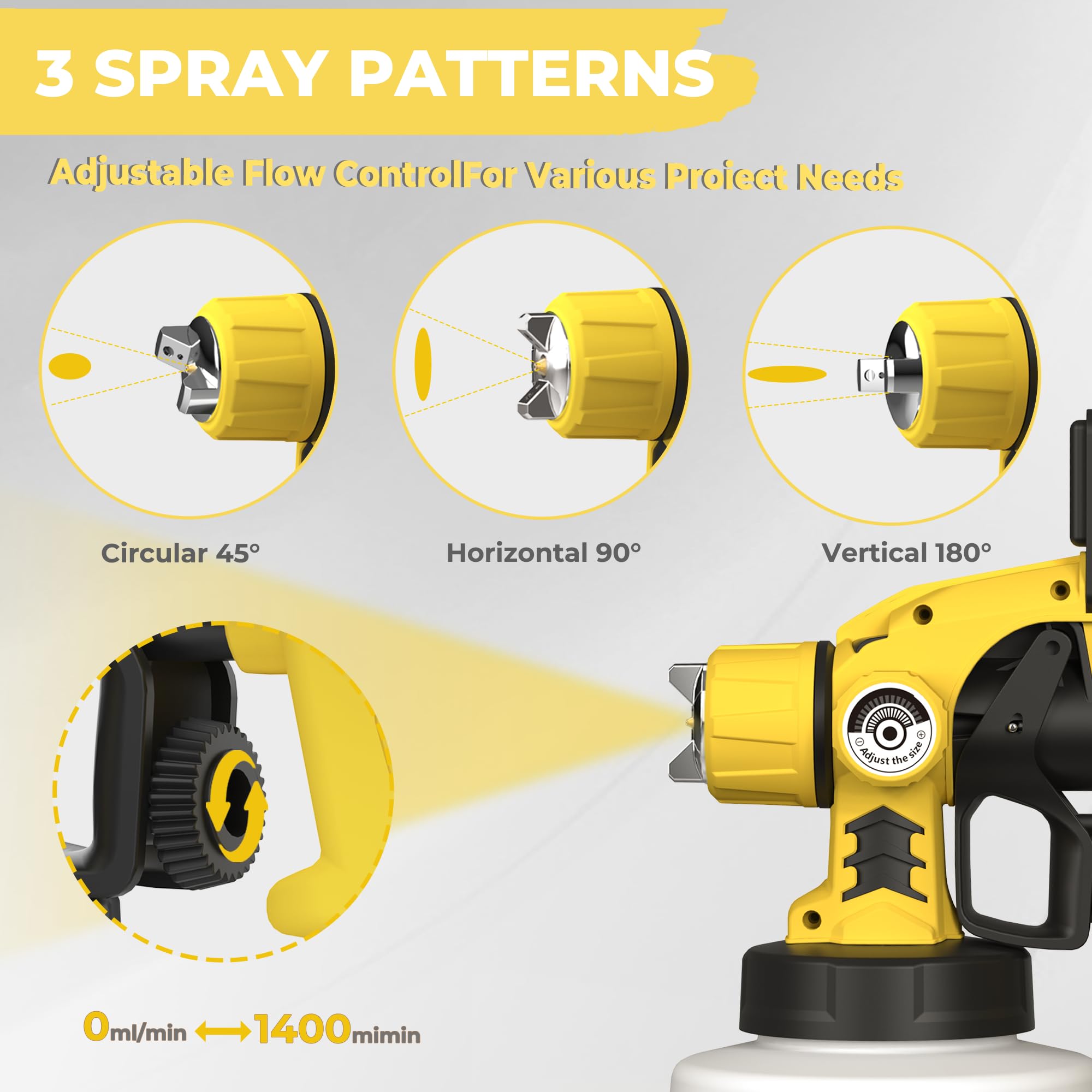 Five brass nozzles offer versatile spray patterns for details to broad surfaces.