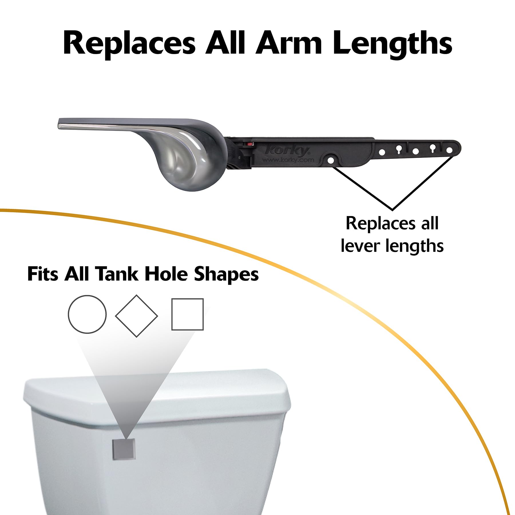 Korky 6052BP StrongARM lever right-mount ensures broad compatibility across models.