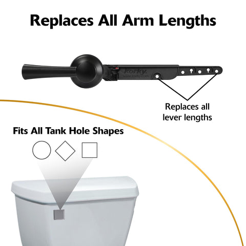 Korky Strongarm lever with engineer-grade metal for lasting durability.