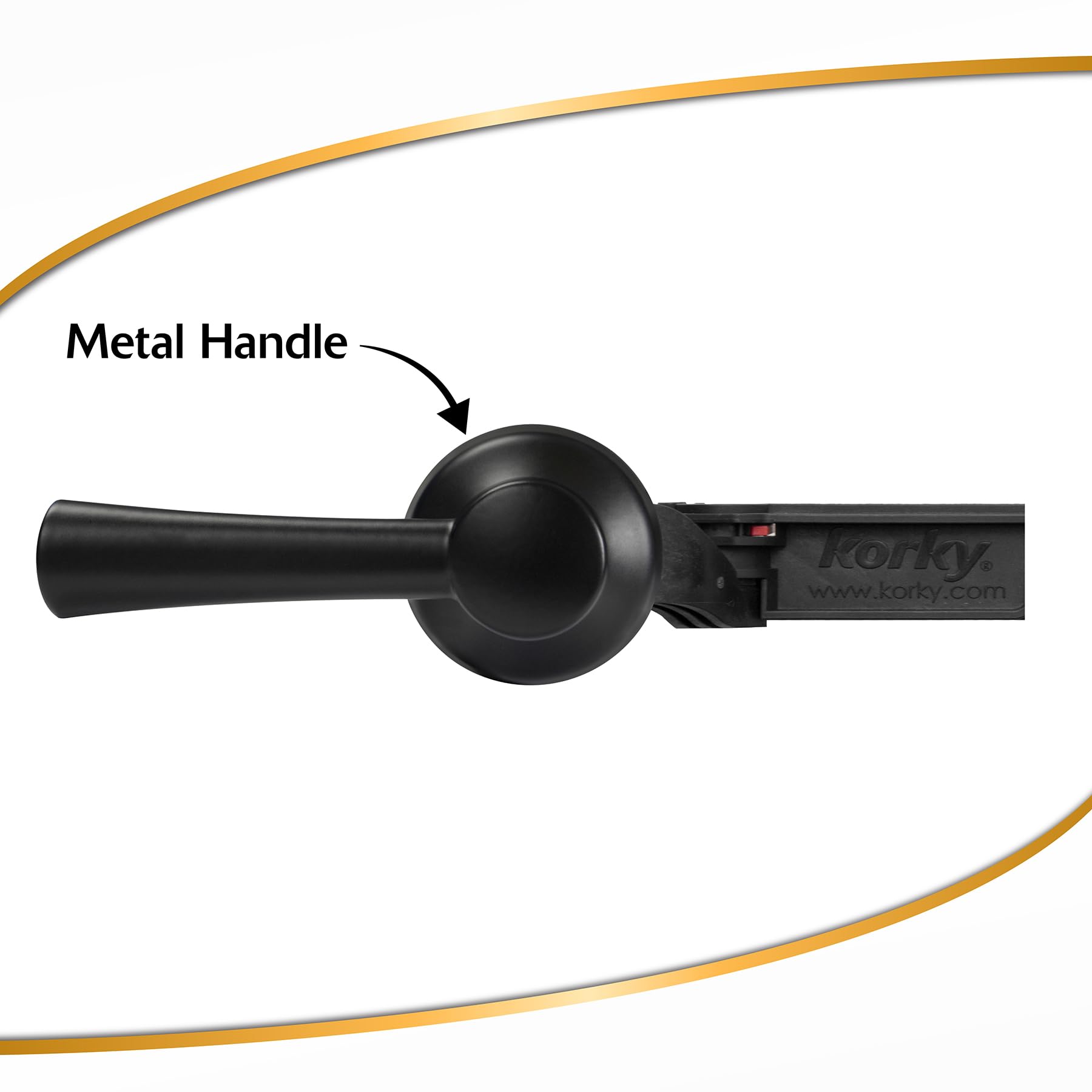 Korky Strongarm lever for right-mount toilets with durable finish.