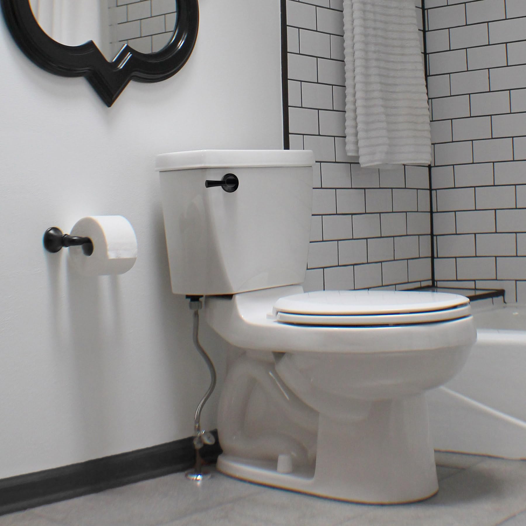 Korky Strongarm two-position install demonstrates easy adjustment during setup.