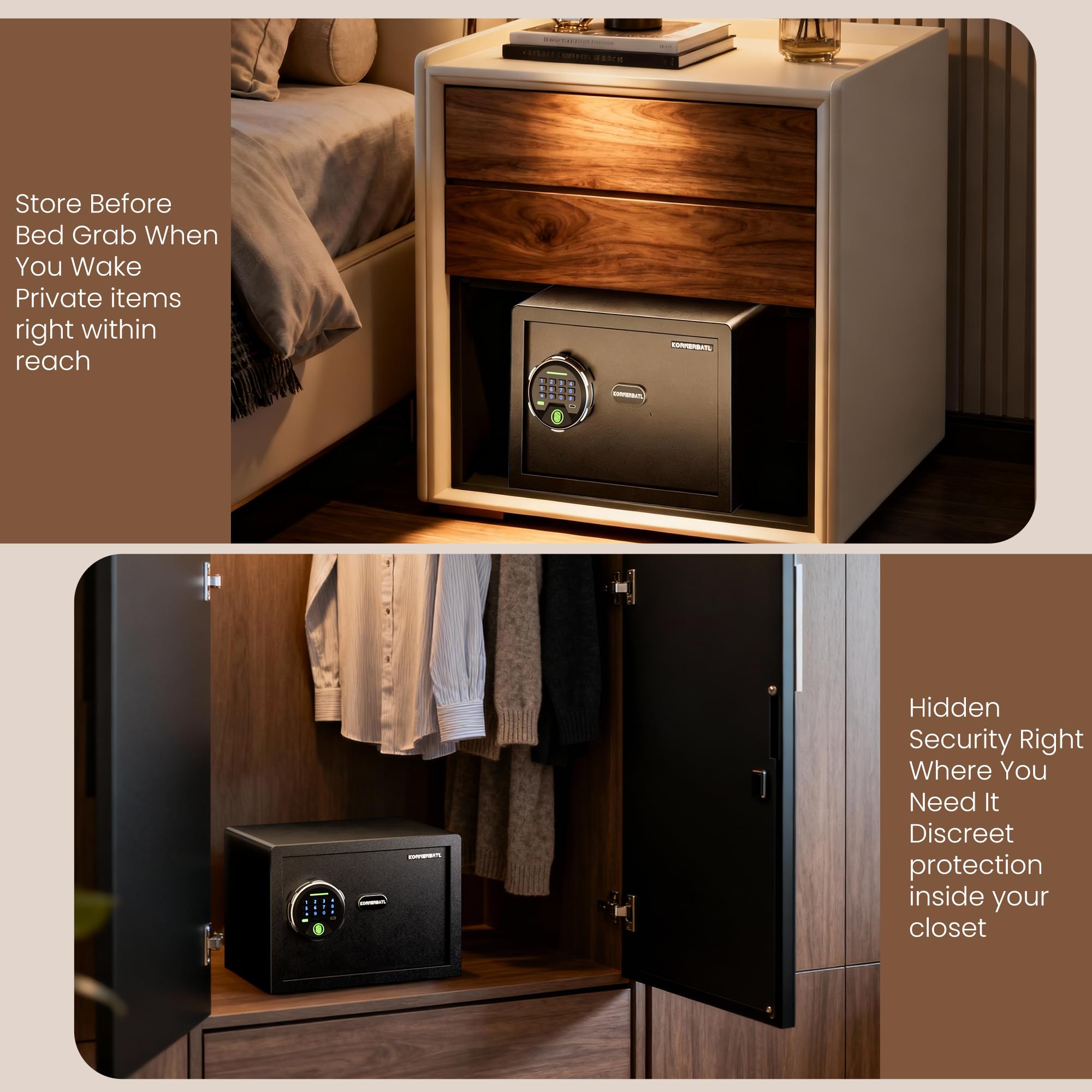 KornerBatl Smart Biometric Safe keypad lit for easy access in low light.
