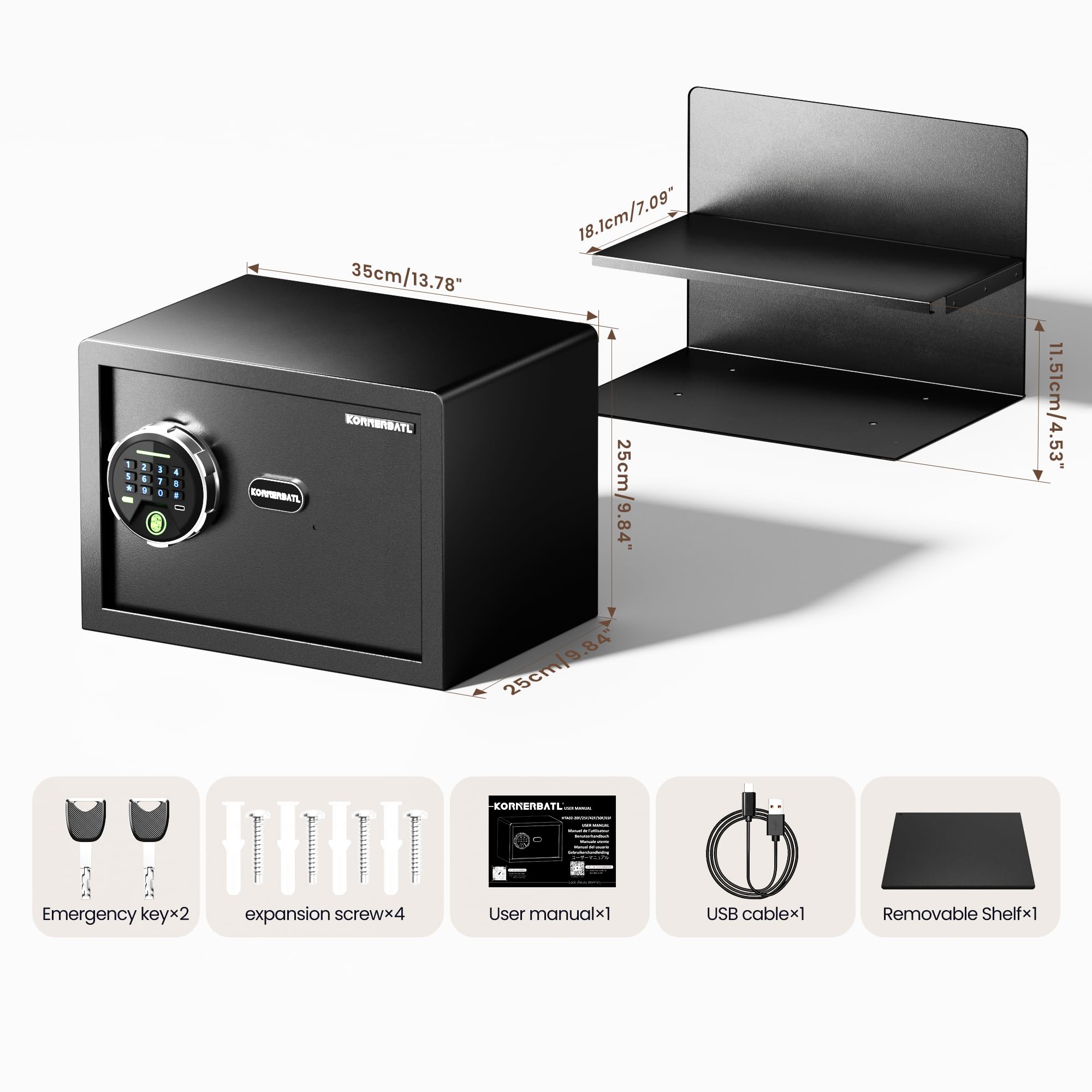 KornerBatl Smart Biometric Safe pre-drilled holes enable quick secure installation.