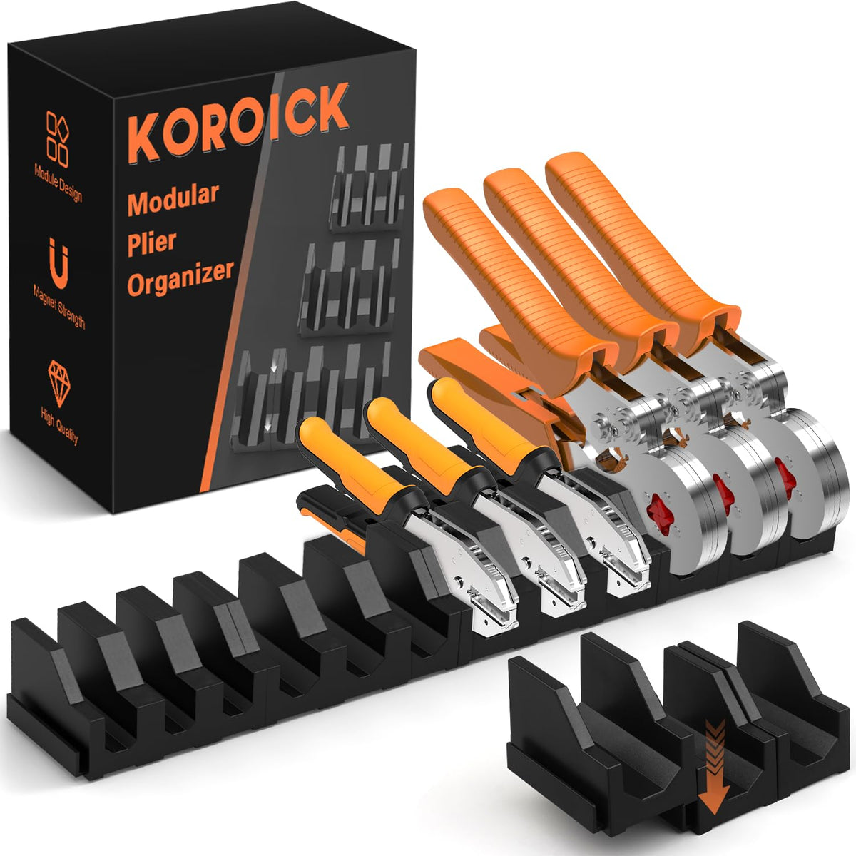 KOROICK magnetic organizer slot closeup for fast screwdriver access