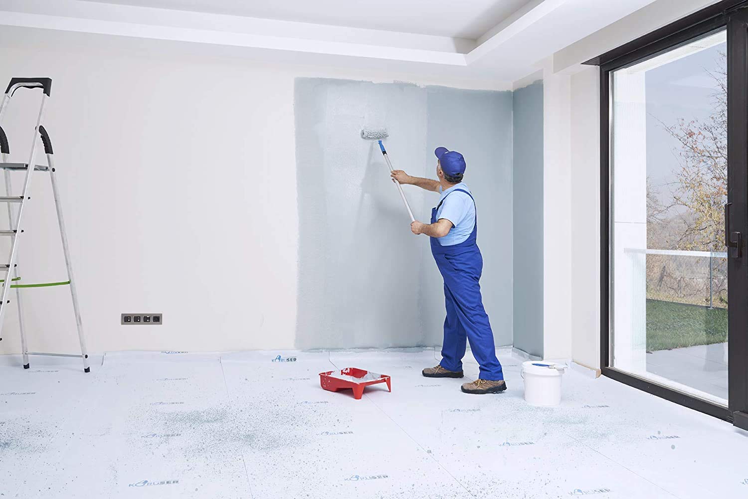 KORUSER easy-application floor protection simplifies placement on stairs and corners